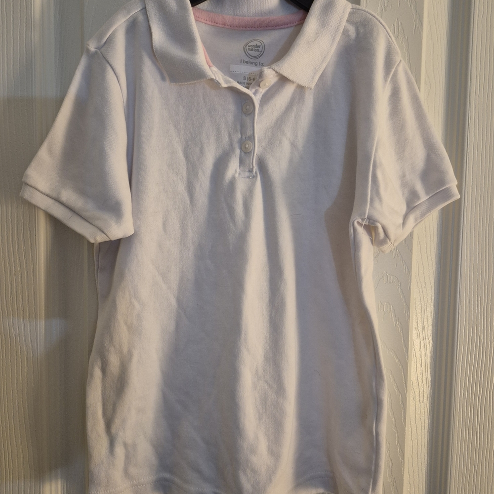 Wonder Nation Soft White Kids Polo Shirt
